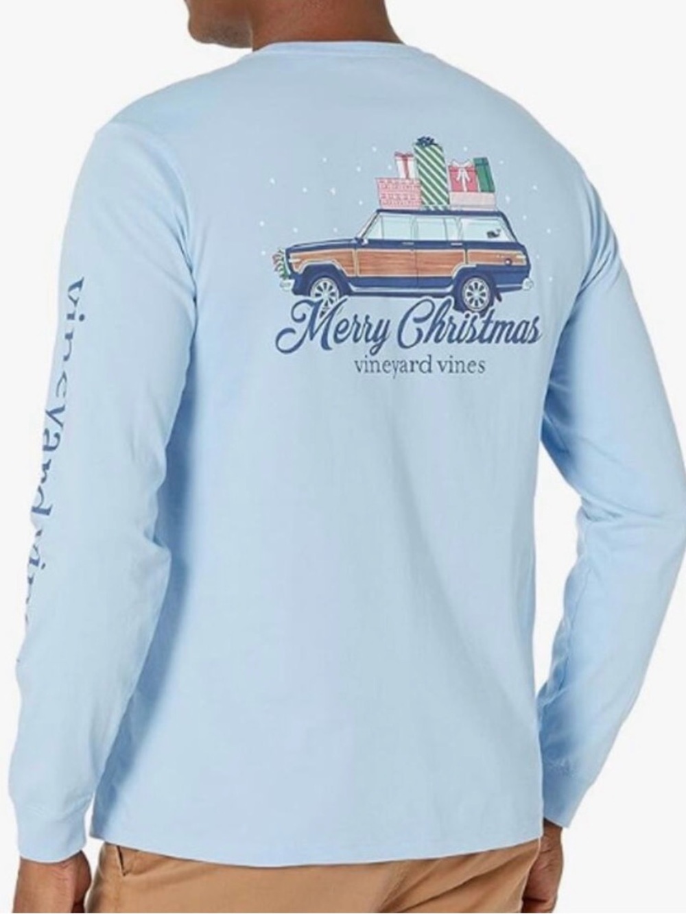 Vineyard Vines ‘Merry Christmas’ Station Wagon Men’s Big & Tall LS Pocket Tee